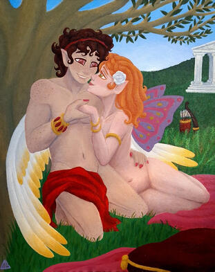 &quot;Eros and Psyche&quot; Acrylic Painting